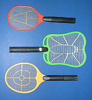 Three electronic mosquito zapping tennis rackets