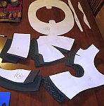 Paper templates and cut foam pieces