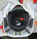 Bottom view of the helmet showing the foam supports