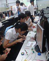 Thai students building Lollybots at Payap University