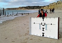 My wife holding the stunt double on the beach at Pt Willunga