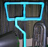 Rear view of the PVC water pipe music stand