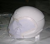 Spraying the helmet white