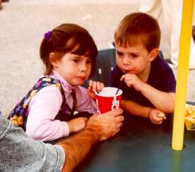 My kids sharing a drink