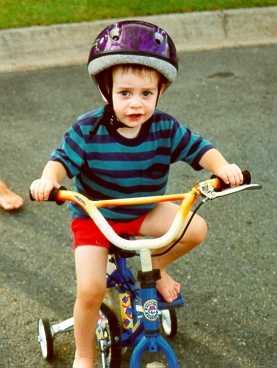 My son riding a bike