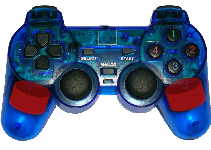 Dualshock joystick with highlit rumble motors