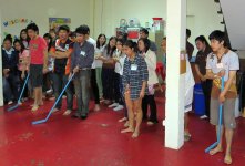 PVC pipe hockey stick slapshot game.