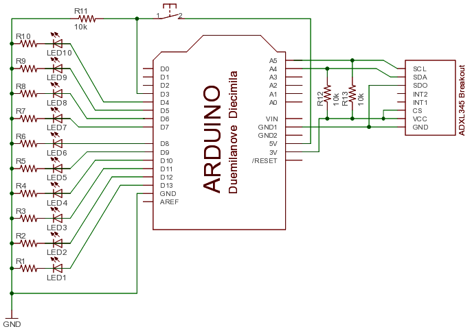 Schematic diagram for the handheld POV display